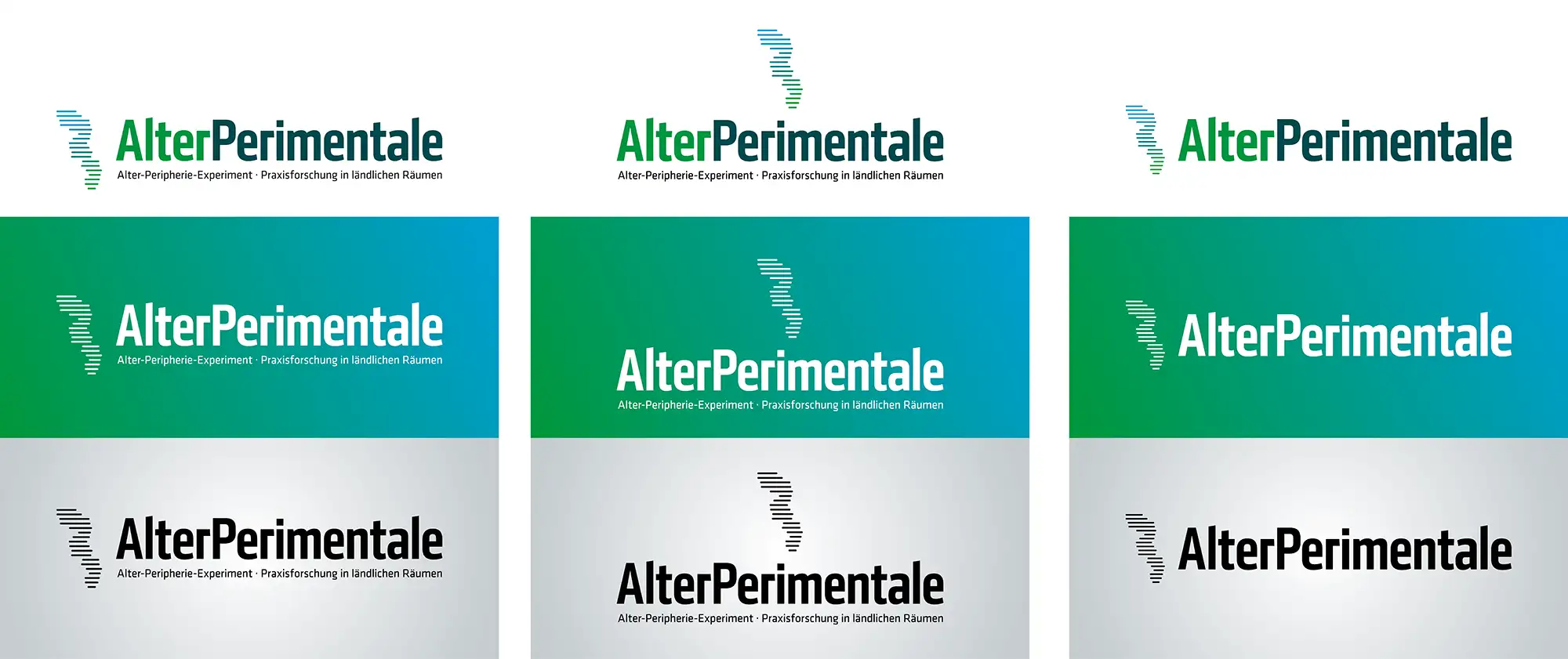 Logo-Tapete der Logovarianten, die für AlterPerimentale entstanden sind.