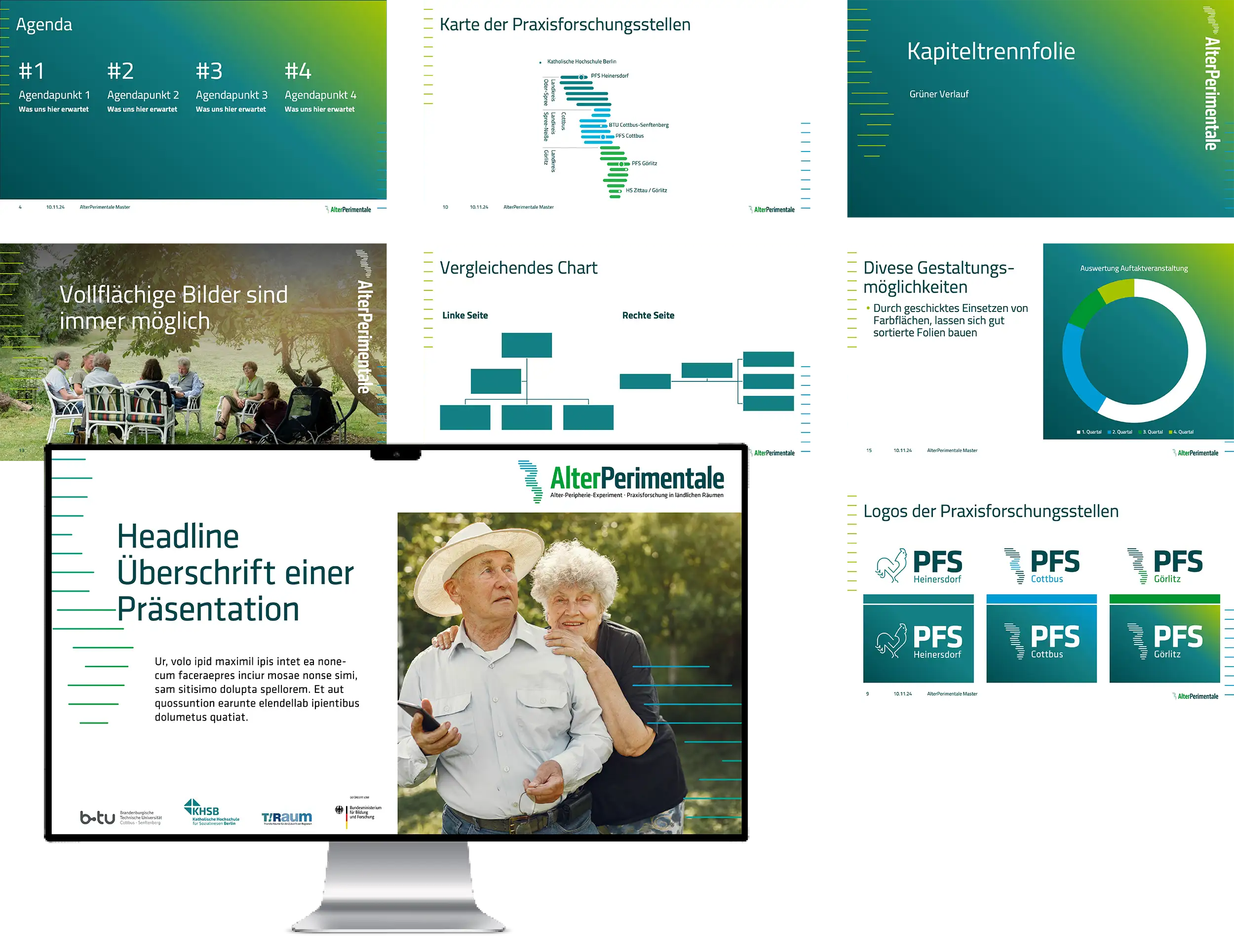 Mockup der Unternehmenspräsentation, die wir für das Projekt AlterPerimentale erstellt haben.
